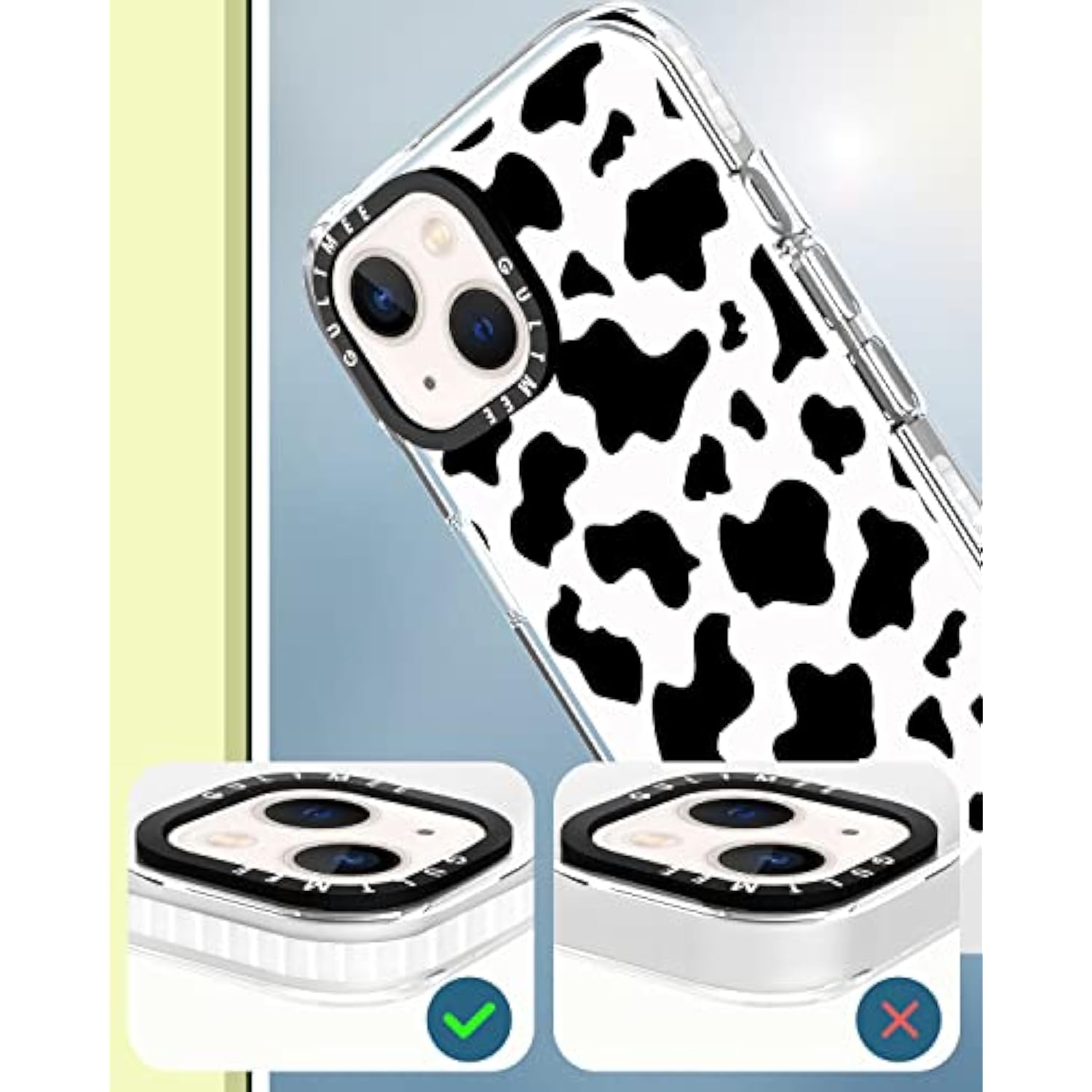 3-in-1 iPhone 13 Cow Print Case with Bumper, Screen & Camera Protector