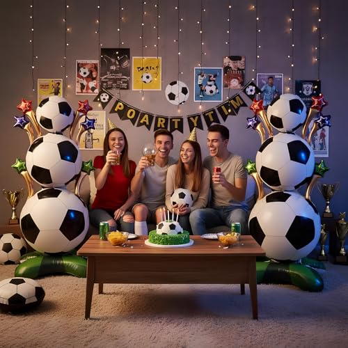 3.8ft Giant Standing Soccer Balloons, 2Pack Soccer Party Decorations