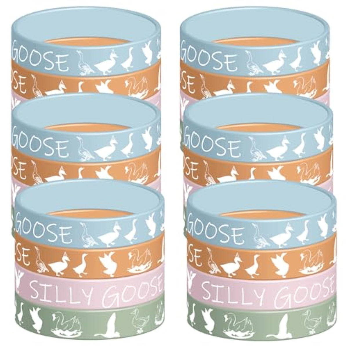 24 Pcs Silly Goose Theme Rubber Wristbands White Goose Decorations Birthday Party Favors Supplies Silicone Wristband