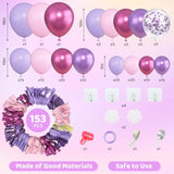 153pcs Pink Purple Balloon Arch Kit for Birthday, Bridal, and Baby Shower Decor