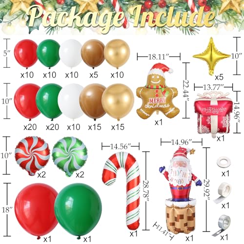 Christmas Decorations Balloon Arch Kit,143Pcs Red Green Gold Chocolate