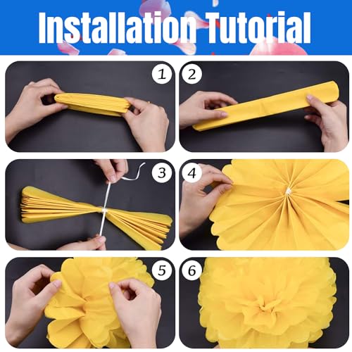 20pcs Orange Tissue Paper Pom Poms Flowers Balls for Party Wedding Decoration
