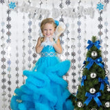 Silver Snowflake Decorations Foil Fringe Curtains - Hanging Snowflakes Frozen Party Tinsel Backdrop For Christmas Birthdays Winter Onederland Party Decoration - 2 Pack 3.3×6.6Ft