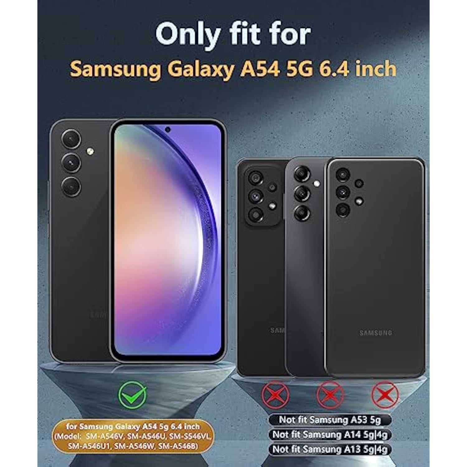 For Samsung Galaxy A54 5G Case: Shockproof Protective Silicone Phone Cases - Slim Full Protection Cell Phones Cover With Screen Protector - Dual Layer Rugged Cell Covers Black