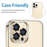 Compatible With Iphone 14 Pro / 14 Pro Max Camera Lens Protector, Anti-Scratch Lens Cover 9H Tempered Glass Metal Camera Screen Protector Shockproof Camera Ring - 3 Pcs Gold