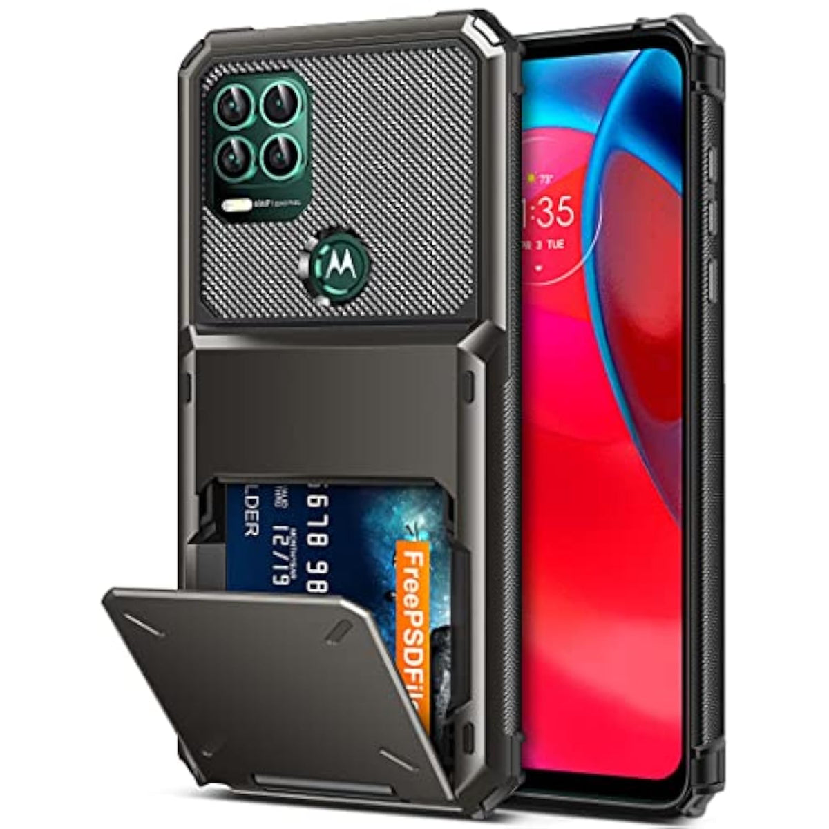 For Moto G Stylus 5G 2021 Case Wallet 5 Credit Card Holder Flip Cover Id Slot Back Pocket Dual Layer Anti-Scratch Hard Shell Tough Protective Bumper For Moto G Stylus 5G 2021 Gunmetal Bronze