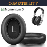 Lambskin Earpads Replacement For Sennheiser Momentum 3 Wireless Noise Cancelling Over/Around-Ear Headphones, Ear Pads Cushions With Soft Noise Isolation Memory Foam - Black