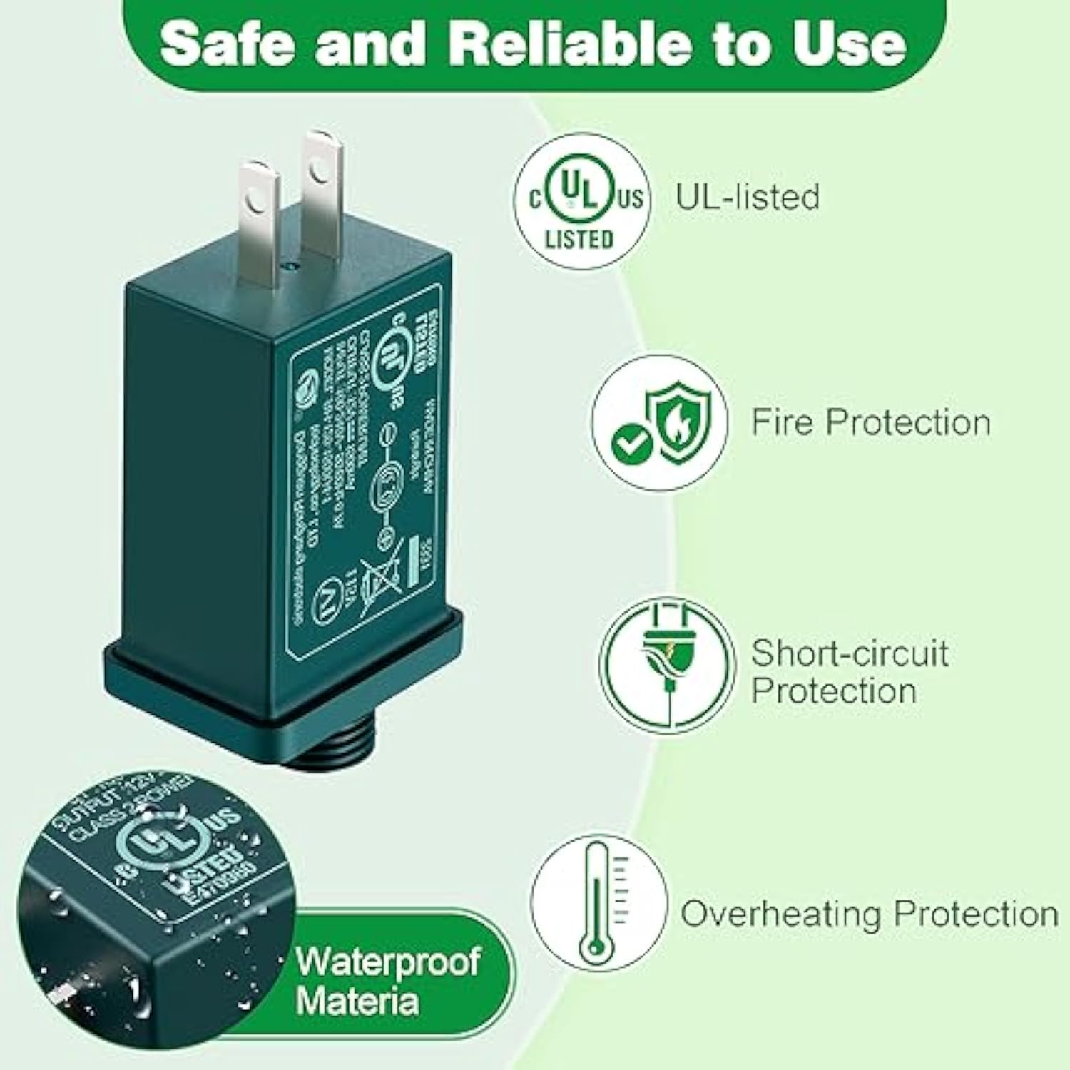 1 Pack Replacement Yard Inflatable Adapter, 12Vdc 1A Power Supply Adapter For Christmas Tree Lights, Halloween Christmas