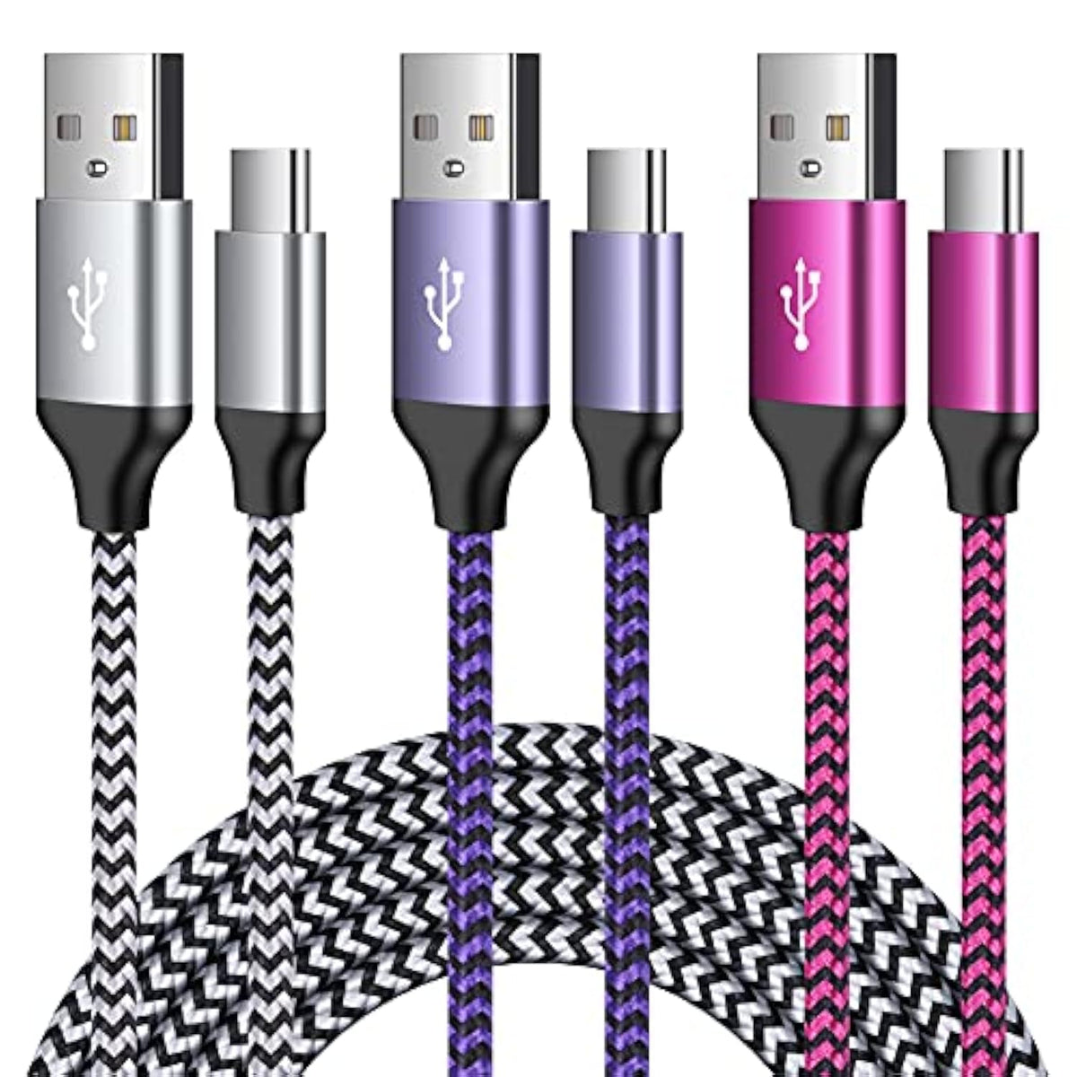 Usb C Charger Cable Fast Charging Cord 3Pc For Samsung Galaxy A17 A16 A15 5G/A35/S25 Ultra/A54/S24Fe/A14/A13/A53/S23/S21,Iphone 16 15,Pixel 10 Pro Xl/9A/8/7,Moto Edge2025/G Power,Oneplus Nord N200/N10