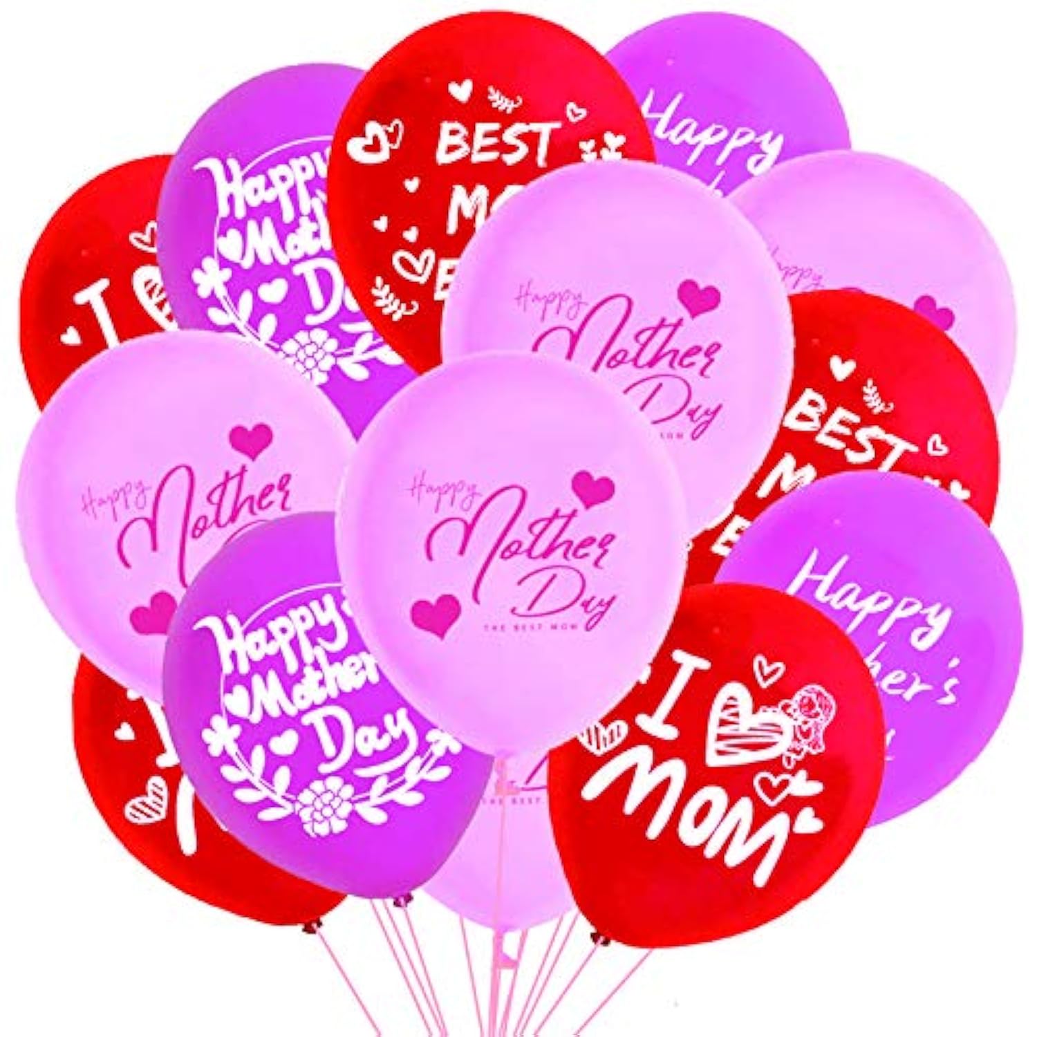 50Pcs Happy Mother'S Day Party Decorations Latex Balloons - Mothers Day/Best Mom Ever Party Supplies Favors Wall Decor Balloon