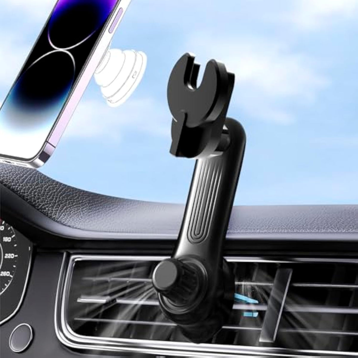 Car Phone Holder For Socket Mount, Air Vent Car Phone Holder For Pop Grip [Never Blocking] Ac Vent Clip Phone Mount 360° Adjustable Works With Popsocket Car Mount For Iphone Samsung All Smartphones