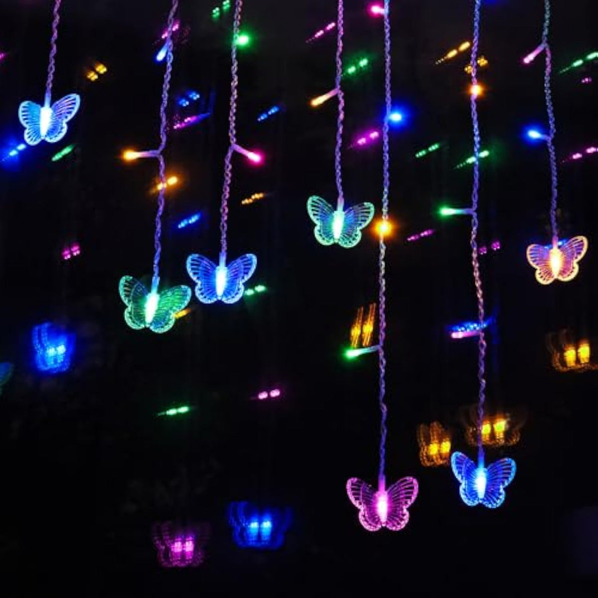Butterfly Curtain Fairy Lights Usb Plug In,8 Modes 120 Led 20Ft Firefly Twinkle Timer String Lights With Remote For Bedroom Patio Christmas Wedding Party (Multi-Colored(Pink))