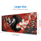 Black And White Mouse Pad Large Fish Yin Yang Cherry Blossom Art Mousepad Xl Large Gaming Mouse Pad Laptop Keyboard Mat Desk Pad Office Computer Keyboard Laptop Home, 31.5X11.8 Inch