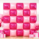 Hot Pink And Rose Double Sided Square Foil Balloons Wall,19 Inches Pink Metallic Foil Balloons Tunnel Arch Kit For Girls Bachelorette,Wedding,Anniversary,Birthday Party Background Decoration