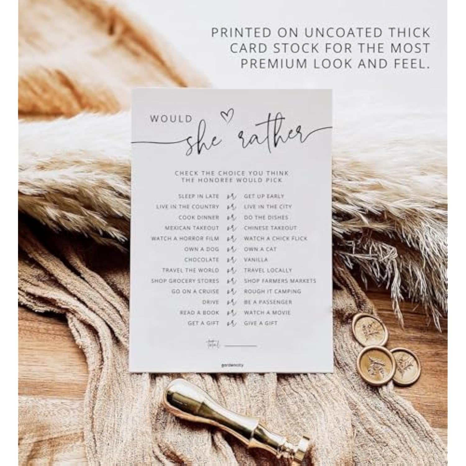 50 Would She Rather Bridal Shower Game Cards, Baby Shower Games, 50 Guests, Minimalist White