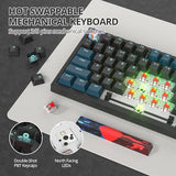 75% Mechanical Gaming Keyboard, Hot Swappable Rgb Backlit Custom With Knob, Gasket Mount Usb Wired, 82 Keys Black Blue Linear Red Switch (82 Black Blue)