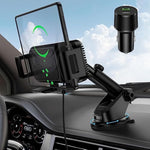 Wireless Car Charger Mount, 15W Dual Coil Rotatable Car Phone Holder Wireless Charger For Samsung Galaxy Z Fold 6/5/4/3/2, Z Flip, S25/S24/S23/S22 Series And Iphone, Car Charger Included