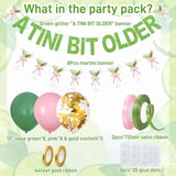 A Tini Bit Older Banner Martini Garland 12In Balloons With Diy Bow Ribbon For Martini Themed Birthday Decorations Espresso A Tiny Bit Older Birthday Martinis Party Decor (Green Pink)