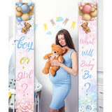 Baby Bear Gender Reveal Decorations - Boy Or Girl Porch Sign Banner, Pink Blue Balloon Baby Shower Door Hanging Banner For Party Supplies