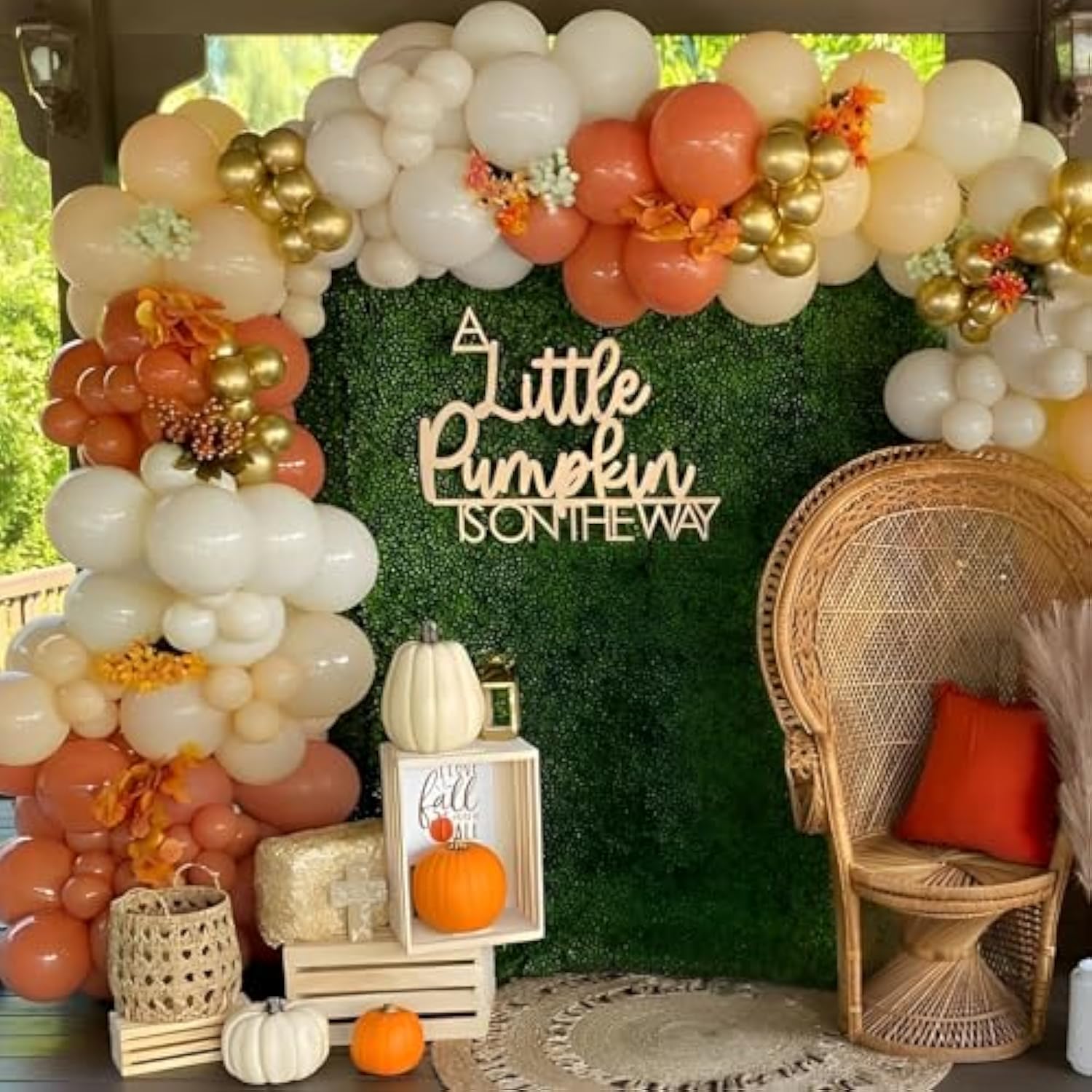 155PCS Fall Orange Balloon Garland Arch Kit for Wedding Birthday Autumn Thanksgiving Party