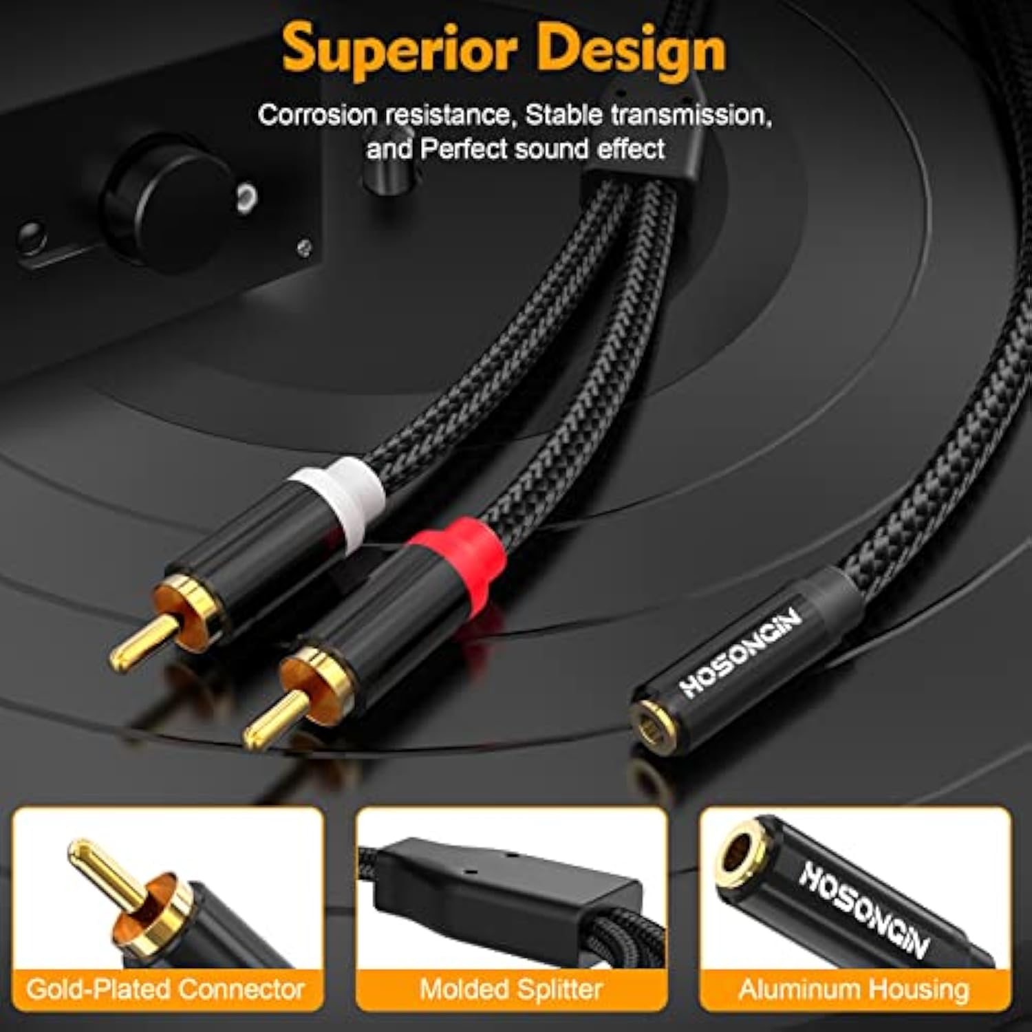 3.5Mm (1/8 Inch) To Rca Adapter Stereo Audio Cable 2 Pack - Short 3.5Mm Trs Fe