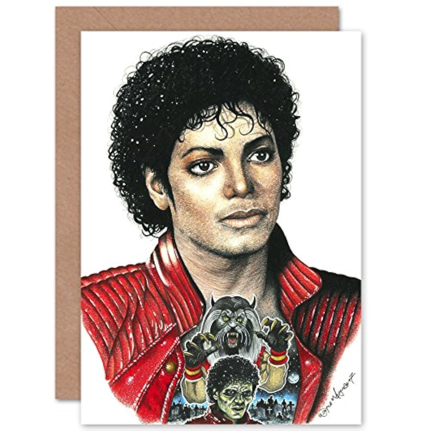 Wayne Maguire Tattooed Thriller Michael Jackson Inked Ikon Sealed Greeting Card Plus Envelope Blank Inside