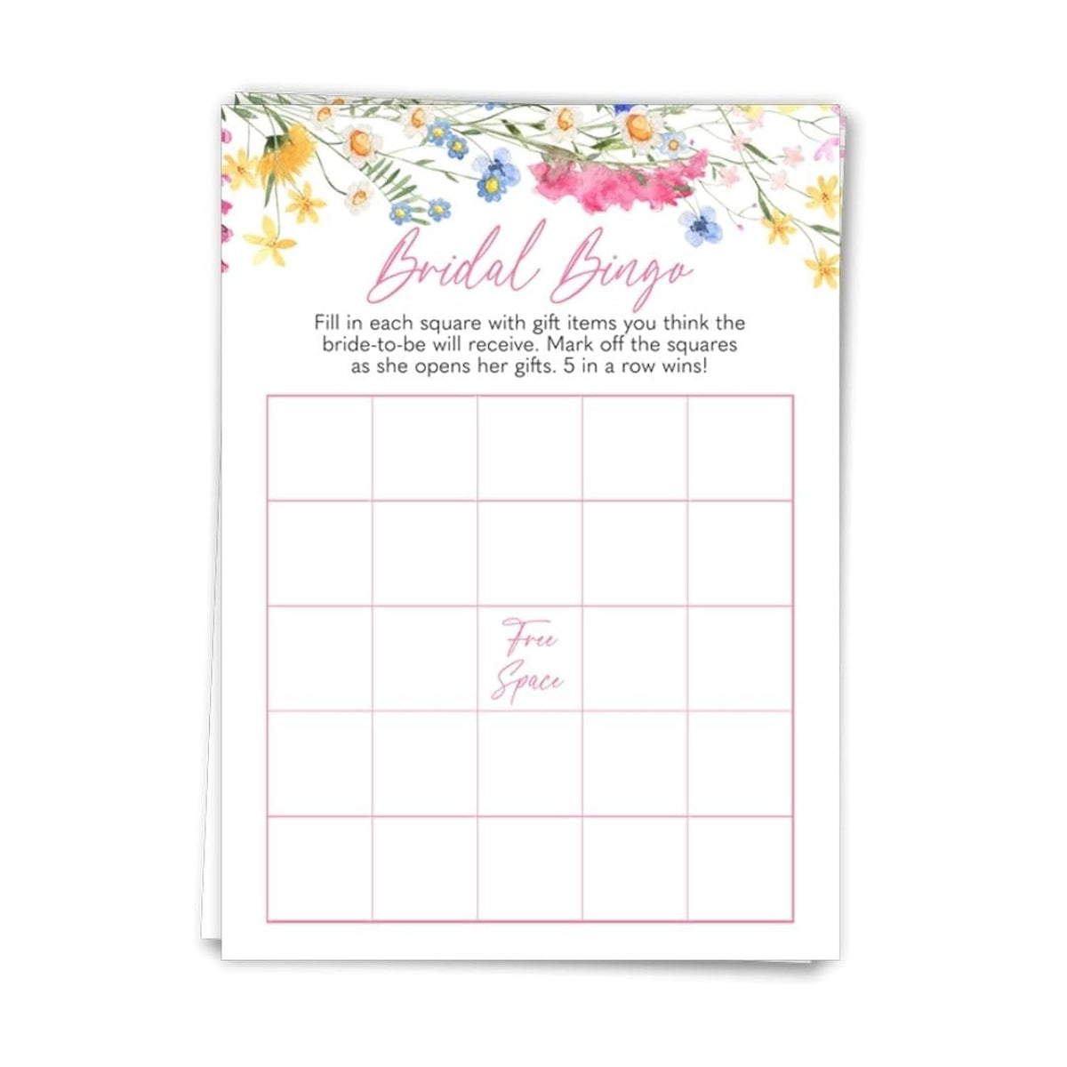Love Is In Bloom Bridal Shower Bingo Game | Floral Wedding Shower Theme | Flower Bingo Party Cards | Set Of 24