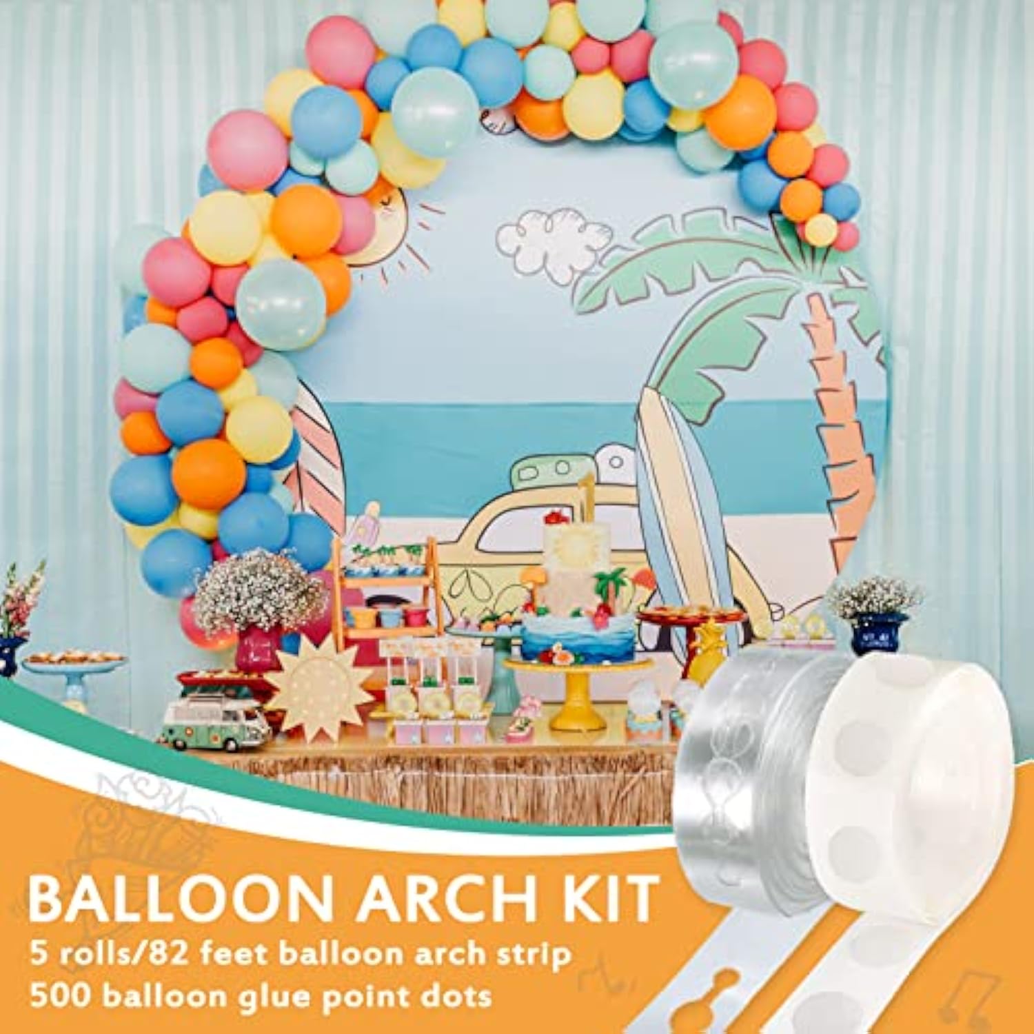 Balloon Arch Kit, 82Ft Easy Diy Balloon Decorating Garland Strip And 500Pcs Glue Point Dots Tape For Balloon Arch, Decorations Making