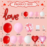 Pink Red White Balloons Arch Kit Mothers Day Balloon Garland Love Foil Balloons Red Pink Heart Shaped Balloon for Women Happy Mothers Day Best Mon Anniversary Sweet Valentine Day Romantic Decor