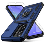 Samsung Galaxy A36 5G Case with Camera Lens Cover, 10 FT Military Grade Drop Protection, Magnetic Ring Holder Kickstand Protective Phone Case, Navy Blue