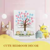 Funny Baby Shower Fingerprint Tree, Multianimals Guest Book Party Game For Baby Shower, Baby Shower Party Guestbook Ideas, Gender Reveal Keepsake, Special Meaningful Canvas Decoration