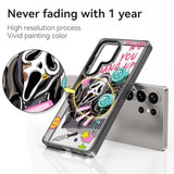 Black Galaxy S25 Ultra case with shockproof 6.6ft drop protection and skeleton design.