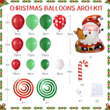 Christmas Balloon Arch Kit, Christmas Garland Arch With Dark Green Red White Spots Xmas Latex Balloons, Large Santa Claus Candy Cane Foil Balloon For New Year Holiday Xmas Party Decor