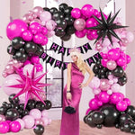 Pink And Black Balloon Arch Garland Kit With Hot Pink Black Light Pink Metallic Pink Balloons For Baby Shower Bridal Shower Wedding Birthday Party Decorations