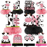 Holy Cow I'M One Birthday Decorations Girls, Cow First Birthday Honeycomb Centerpiece Party Supplies, Baby 1St Birthday Cow Themed Table Toppers Sign Decor