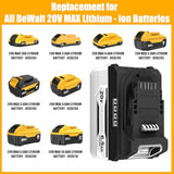 20V 6.5Ah Replacement For Dewalt 20V Max Battery 2Packs And Charger Compatible With Dcb102 Dcb104 Dcb118 Dcb115 Dcb204