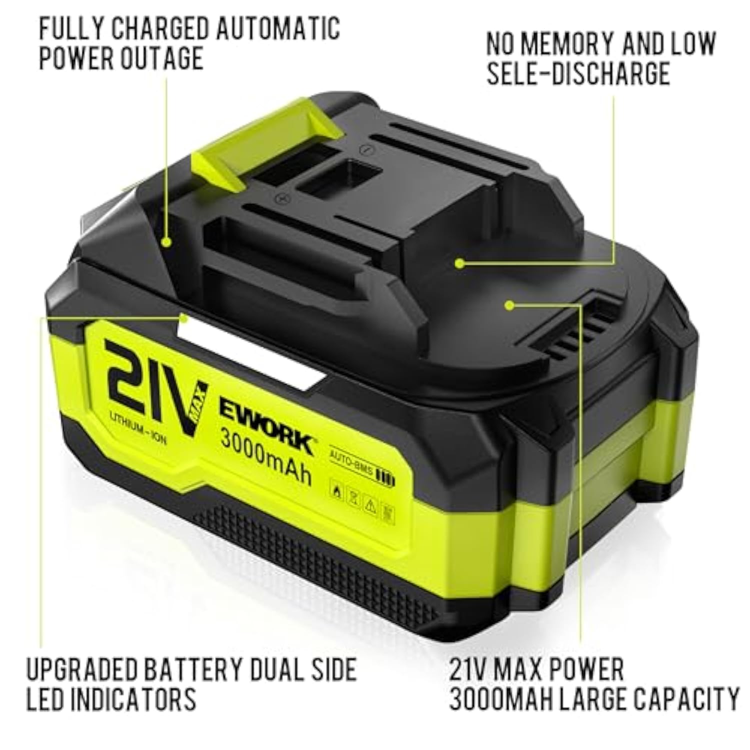 21V Max Lithium Ion Battery 3.0Ah Upgraded Version ()