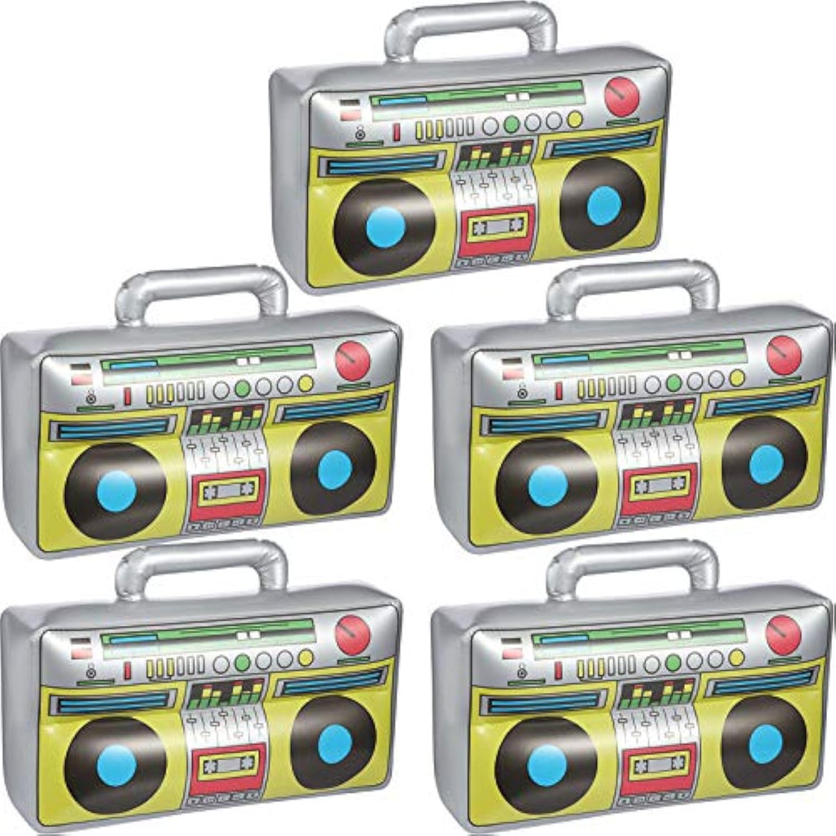 5 Pcs Inflatable Boombox Inflatable Radio Boombox 80S 90S Party Decorations 16.5 Inches For Rappers Hip Hop Theme Costume Disco Retro Theme Party Decorations Supplies
