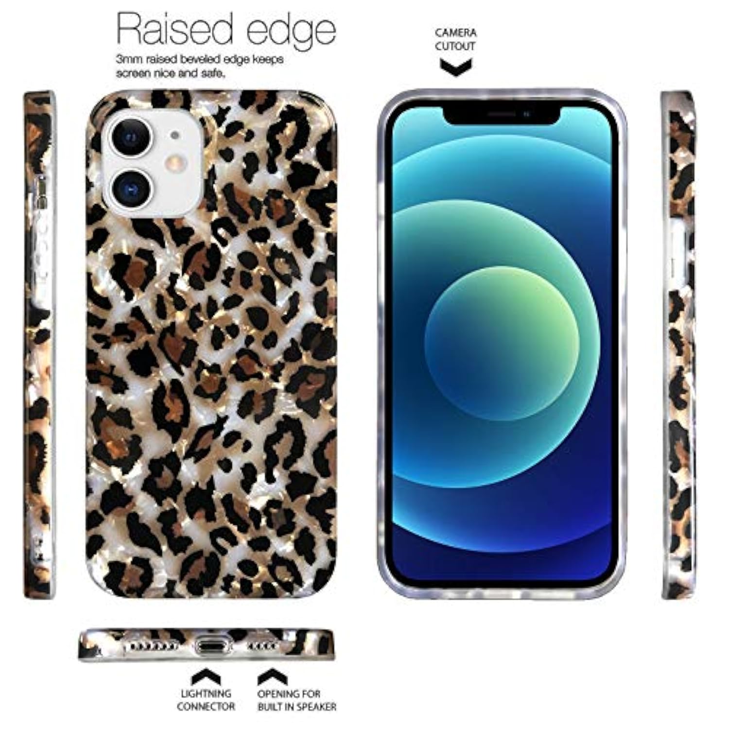 Case Compatible With Iphone 11 6.1-Inch, Luxury Sparkle Translucent Clear Leopard Cheetah Print Pearly Design Soft Silicone Slim Tpu Protective Phone Case Cover For Girls Women (Bling)