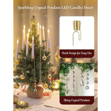 Christmas Tree Candles With Remote: 10 Pack Battery Operated Flameless Taper Candles With Timer Christmas Led Candle With Hanging Crystal For Xmas Party Home Decoration