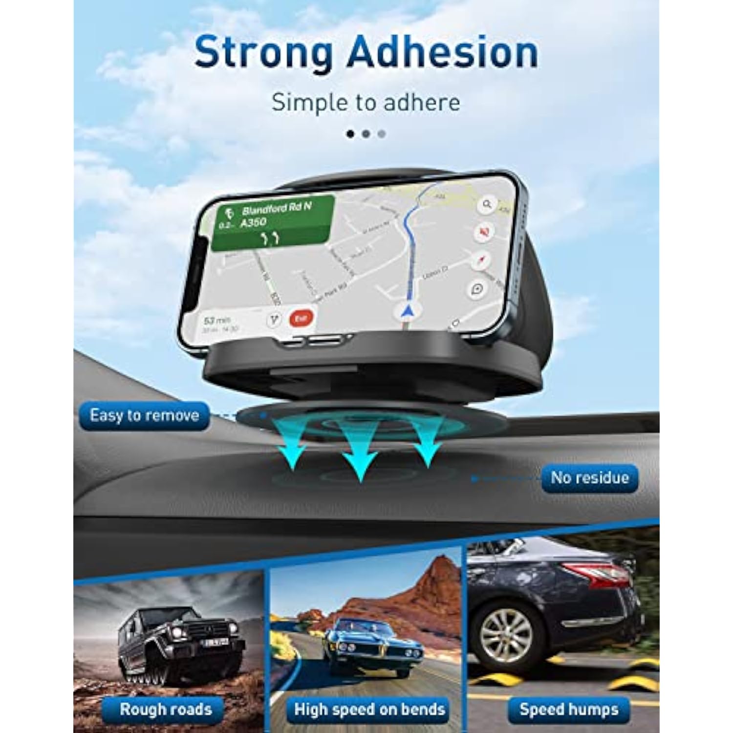 Horizontal & Vertical Viewing Cell Phone Holder for Car Compatiable With iPhone, Samsung & Smarphones