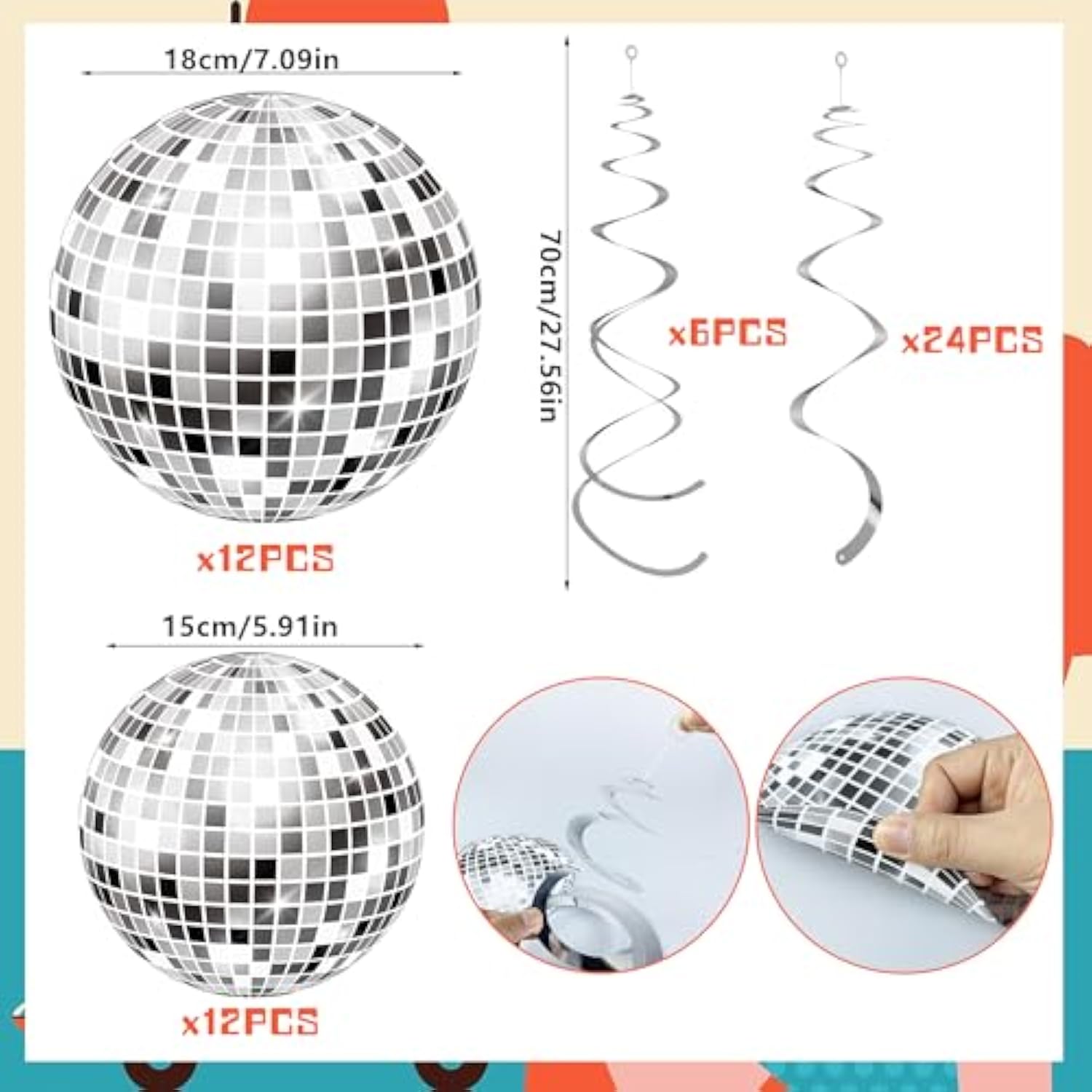 54 Pieces Disco Party Decorations Disco Ball Hanging Swirls 70S Party Hanging Swirls Ceiling Decor For Disco Fever Party 70S Hippie Birthday Party Favors Supplies