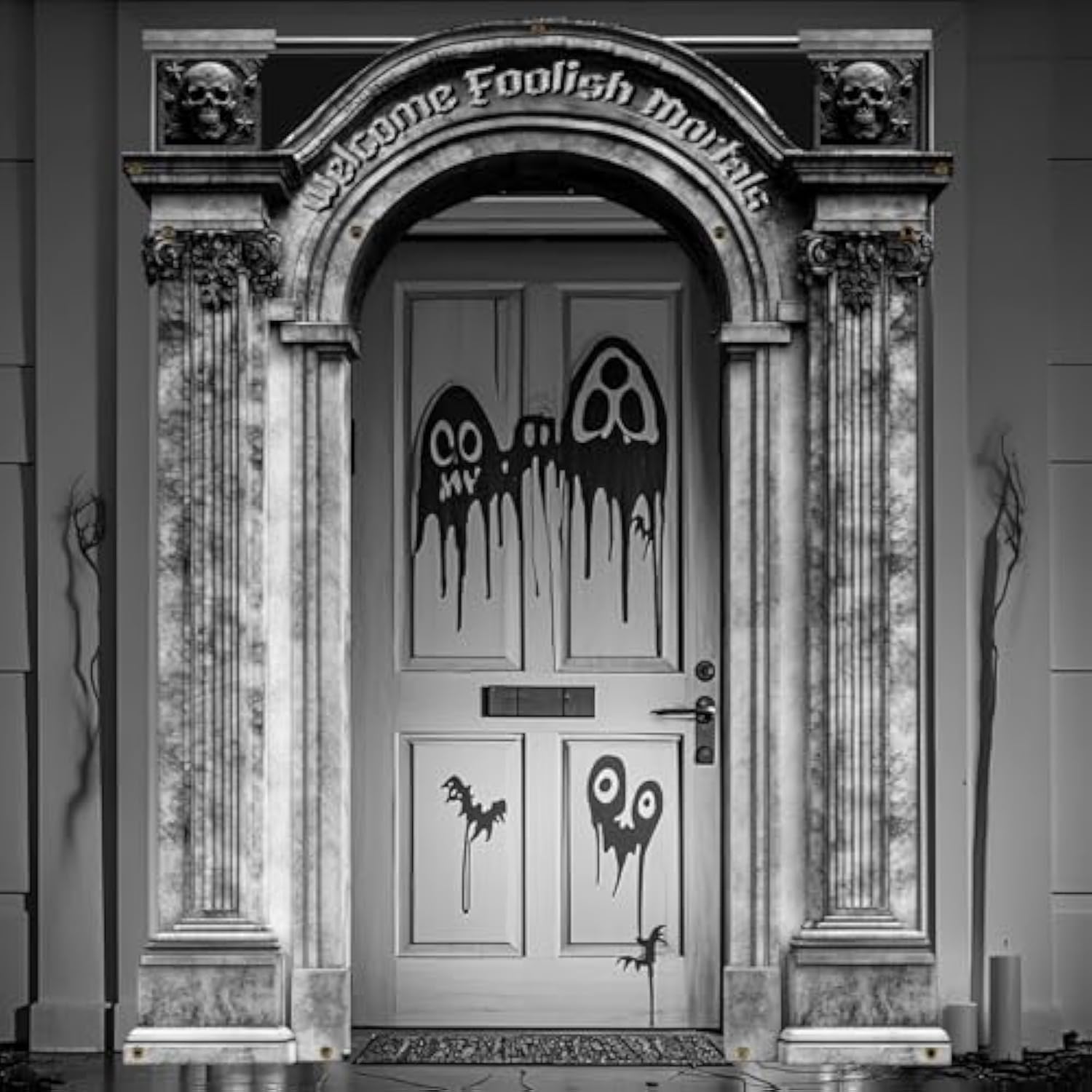 Haunted Mansion Halloween Banner 7.3x5.7ft Gothic Door Wall Porch Decor