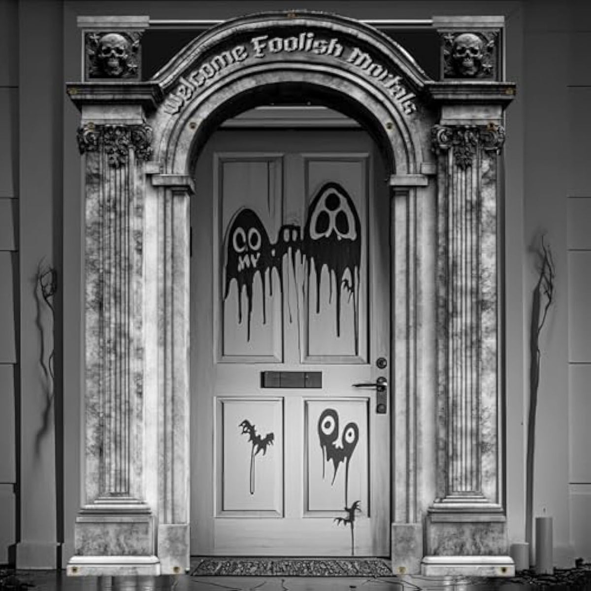 Haunted Mansion Halloween Banner 7.3x5.7ft Gothic Door Wall Porch Decor