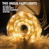66ft 200-LED Warm White Fairy Lights, USB, Waterproof, 8 Modes, Indoor/Outdoor Use