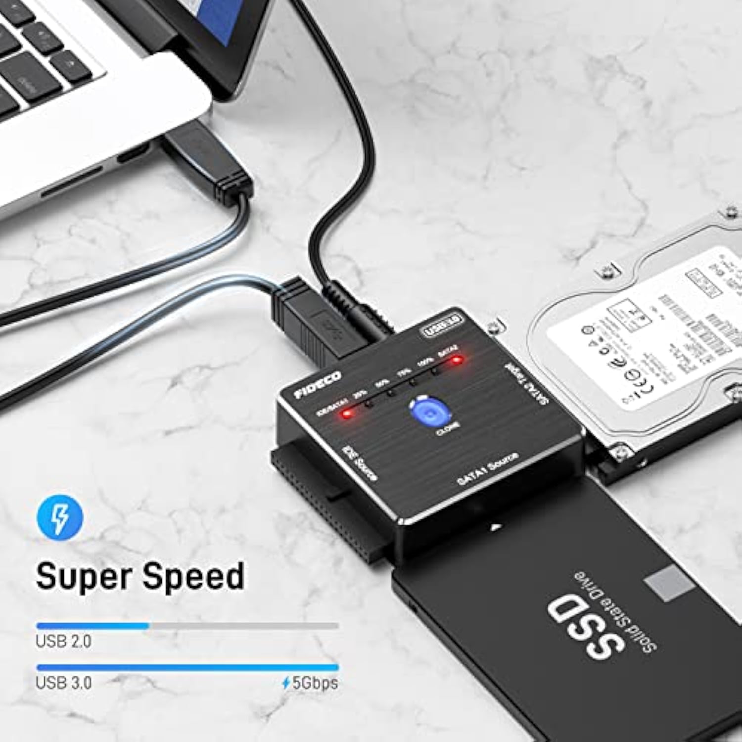 Sata/Ide To Usb 3.0 Adapter, Hard Drive Adapter Cable For Universal 2.5/3.5 In