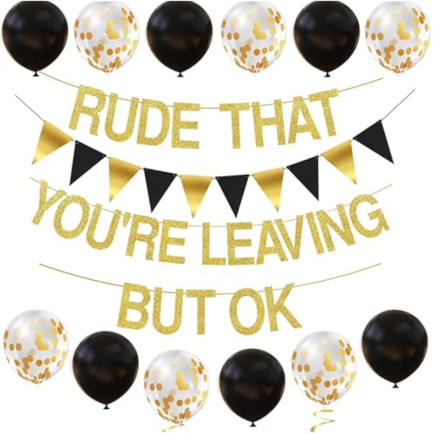 "Rude You're Leaving But Ok" Banner - Funny Farewell Party Decorations for Coworkers