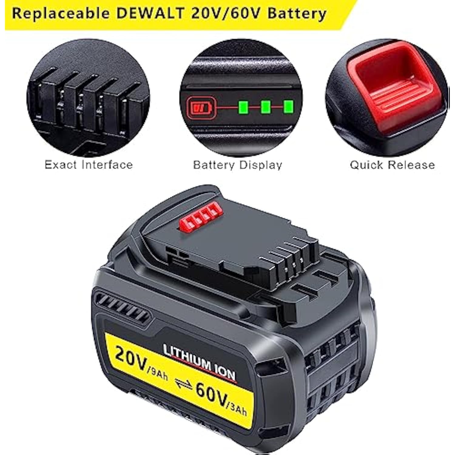 Dcb609 Battery Replacement For Dewalt 60V Battery, Dcb609 Dcb606 Dcb612 180Wh Battery 2 Packs