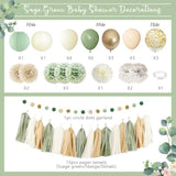 51pcs Sage Green Baby Shower Decor Set with Balloons, Banner, Cake Topper & More