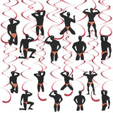 30Pcs Bachelorette Party Hanging Swirls Decorations, Rose Gold Male Dancer Hen Party Supplies, Bridal Shower Dirty & Naughty Bachelorette Party Decor For Women